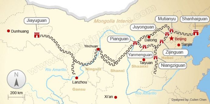 mappa grande muraglia cinese